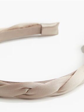 H&M Braided Satin Headband in Taupe